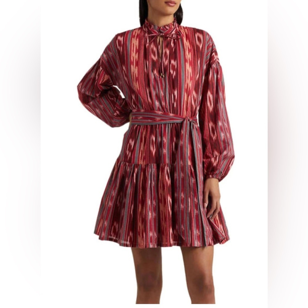 NWOT Ralph Lauren Geometric Stripe Cotton Voile Dress (Belt NOT Included)
